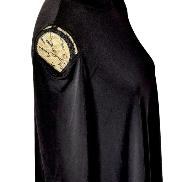 Clara Sun Woo Womens Cold Shoulder Mock Turtle Neck Stretch Blouse Size XS Black - Picture 8 of 11